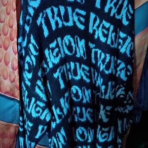 Brand New True Religion Black and Teal Crewneck Sweater